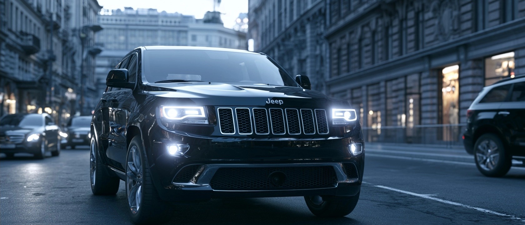 Jeep Grand Cherokee WK2 черный внедорожник городской